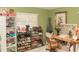 Well-organized walk-in closet with shoes, shelves, desk, and vintage decor at 12213 Floral Ln, Thonotosassa, FL 33592