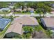 Great aerial view of the home with a screened-in pool, surrounded by lush landscaping in a lovely neighborhood at 13553 Glaze Brook Dr, Hudson, FL 34667