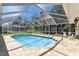 Inviting screened pool with brick pavers and an outdoor dining area, perfect for relaxation at 13553 Glaze Brook Dr, Hudson, FL 34667