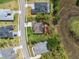 An aerial view of the home, landscaping, and surrounding properties in a well-maintained neighborhood at 15615 Serengeti Blvd, Spring Hill, FL 34610