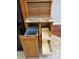 The kitchen features custom wood drawers and trash can storage at 2547 Stony Brook Ln, Clearwater, FL 33761