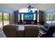 Spacious living room featuring a vaulted ceiling and clerestory windows at 3276 Hilary Cir, Palm Harbor, FL 34684