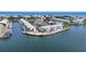 Close aerial shot of waterfront community with a pin indicator for exact property location at 5003 Starfish Dr Se # B, St Petersburg, FL 33705