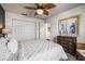 Comfortable bedroom showcasing a ceiling fan and large closet at 5003 Starfish Dr Se # B, St Petersburg, FL 33705