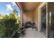 Screened patio with potted plants and outdoor cooking area at 6225 Scarlet Darter Way, Tampa, FL 33625