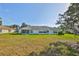 Spacious backyard features a white exterior, screened in patio and a well-maintained lawn at 1016 Mcdaniel St, Sun City Center, FL 33573