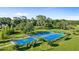 Aerial view of a community area with tennis and basketball courts surrounded by trees at 10614 Low Oak Terrace, Thonotosassa, FL 33592