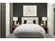 Cozy bedroom featuring a neatly made bed, decorative pillows, bedside tables with lamps, and modern artwork at 12716 Lily Quartz Loop, Parrish, FL 34219