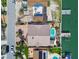 Aerial view of home showing the new roof, access to dock and pool at 17 Bellevue Dr, Treasure Island, FL 33706