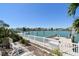 Dock on the canal with lounge chairs and clear blue skies in the distance at 17 Bellevue Dr, Treasure Island, FL 33706