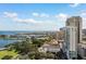 Panoramic aerial view capturing the city skyline, waterfront, and harbor with boats at 175 1St S St # 2603, St Petersburg, FL 33701
