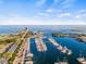 Stunning aerial view of the harbor with boats, pier, and city skyline in the background at 175 1St S St # 2603, St Petersburg, FL 33701
