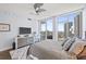 This bedroom features a modern ceiling fan, large windows, and a desk at 175 1St S St # 2603, St Petersburg, FL 33701