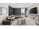 Cozy living room with a sectional sofa, patterned pillows, and a bookshelf filled with books at 175 1St S St # 2603, St Petersburg, FL 33701