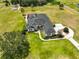 Stunning aerial view of estate home with pool, lush landscaping, and circular driveway at 18423 Lithia Towne Rd, Lithia, FL 33547