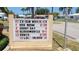 Outdoor community sign showing list of upcoming events and activities for residents at 3436 100Th N Ave, Pinellas Park, FL 33782