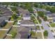 Aerial view showcases a dense residential area with tree-lined streets and various single-Gathering homes at 15430 Long Cypress Dr, Ruskin, FL 33573