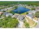 Aerial view of home backing onto community lake, surrounded by mature trees and well-maintained landscaping in quiet neighborhood at 19112 Cypress Green Dr, Lutz, FL 33558