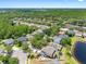 A neighborhood view of single Gathering homes and landscaping from above at 19112 Cypress Green Dr, Lutz, FL 33558