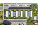 Overhead view of townhomes with rooftop decks, awnings, and green spaces at 4215 W North A St # 3, Tampa, FL 33609
