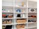 Organized pantry with multiple shelves stocked with various goods and storage baskets at 4215 W North A St # 3, Tampa, FL 33609