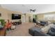 Spacious living room with carpet, neutral walls, large-screen TV, and comfortable seating and ceiling fan at 582 53Rd N Ave, St Petersburg, FL 33703