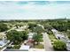 Aerial view showing a dense residential area with mature trees and city skyline in the distance at 771 Murphy N Ave, St Petersburg, FL 33703