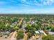 Scenic aerial shot of a residential neighborhood with tree-lined streets under a bright, cloud-streaked sky at 1601 54Th S St, Gulfport, FL 33707