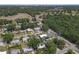 Aerial view of a neighborhood showcasing backyard pools and lush landscaping at 2014 E Broad St, Tampa, FL 33610