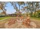 Cozy backyard fire pit with lake views at 21918 Shamu Dr, Land O Lakes, FL 34639
