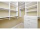 Neatly arranged walk-in closet maximizing space with shelving and built-in drawers at 331 Cleveland St # 1202, Clearwater, FL 33755