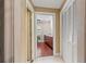 Hallway view of bright room featuring wood flooring and shaker-style cabinets at 3320 Pattie Pl, Palm Harbor, FL 34685