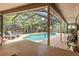 Poolside entertaining with counter bar in screened lanai and covered patio overlooking the pool and backyard at 3320 Pattie Pl, Palm Harbor, FL 34685