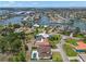 This aerial showcases the canal-front home's proximity to the water, surrounding upscale neighborhood and nearby amenities at 4166 38Th S St, St Petersburg, FL 33711