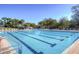 Sunny swimming pool with marked lanes and ample lounge chairs for residents' relaxation at 5313 Sanderling Ridge Dr, Lithia, FL 33547