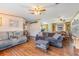 Comfortable living room featuring wood floors, couches, and natural light at 5524 Betmar Dr, Zephyrhills, FL 33542