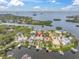 Panoramic aerial view of the coastal community, showcasing stunning waterfront properties and serene waterways at 633 Soundview Dr, Palm Harbor, FL 34683