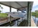 Modern boat lift providing secure storage above the water at 633 Soundview Dr, Palm Harbor, FL 34683