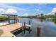 Private boat dock providing convenient waterfront access and serene views of the calm water at 633 Soundview Dr, Palm Harbor, FL 34683