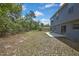 Large backyard with mature trees and a patio, perfect for entertaining and relaxation at 11257 Persimmon Ave, Weeki Wachee, FL 34614