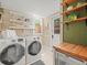 Charming laundry room features a butcher block countertop and floating shelves for storage at 125 29Th N St, St Petersburg, FL 33713