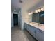 Modern bathroom features double sink vanity, modern fixtures, and walk-in closet access at 17122 Moonflower Dr, Venice, FL 34293