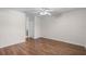 Spacious bedroom featuring hardwood floors and a ceiling fan at 204 Cactusflower Ln, Sun City Center, FL 33573