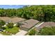 Overhead shot of a well-maintained single-story home surrounded by lush landscaping and neighboring properties at 25304 Lexington Oaks Blvd, Wesley Chapel, FL 33544
