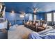 Home theater room features a large screen, comfortable seating, and custom decor for an immersive viewing experience at 31050 Spruceberry Ct, Wesley Chapel, FL 33543
