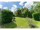 Lush backyard with plenty of greenery and mature trees, offering privacy at 6116 Skylarkcrest Dr, Lithia, FL 33547