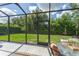 View of the screened lanai featuring outdoor seating, and backyard views at 6116 Skylarkcrest Dr, Lithia, FL 33547