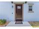 Home front door features a decorative light fixture, door knocker, and small window at 6731 Rocky Park St, Tampa, FL 33625