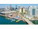 Aerial view of waterfront area featuring a convention center, hotels, and scenic waterfront at 700 S Harbour Island Blvd # 740, Tampa, FL 33602
