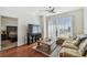 Cozy living room with hardwood floors, modern furniture, and large windows with a view at 700 S Harbour Island Blvd # 740, Tampa, FL 33602